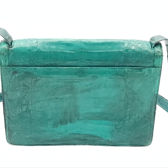 Nancy Gonzalez Green Crocodile Flap Crossbody Luxury Shoulder Bag Purse - Picture 5 of 15